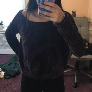 Purple Chenille Cropped Sweater